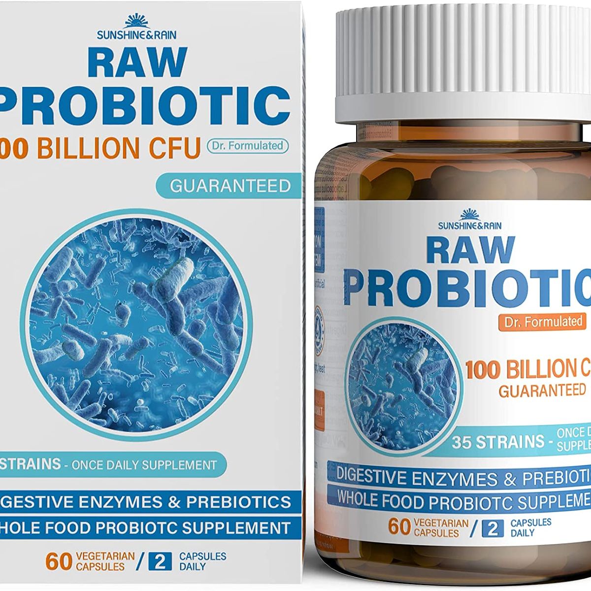 GENERICO - Sunshine&Rain Raw Probiotic Enzima Digestiva 60 cápsulas vegetarianas