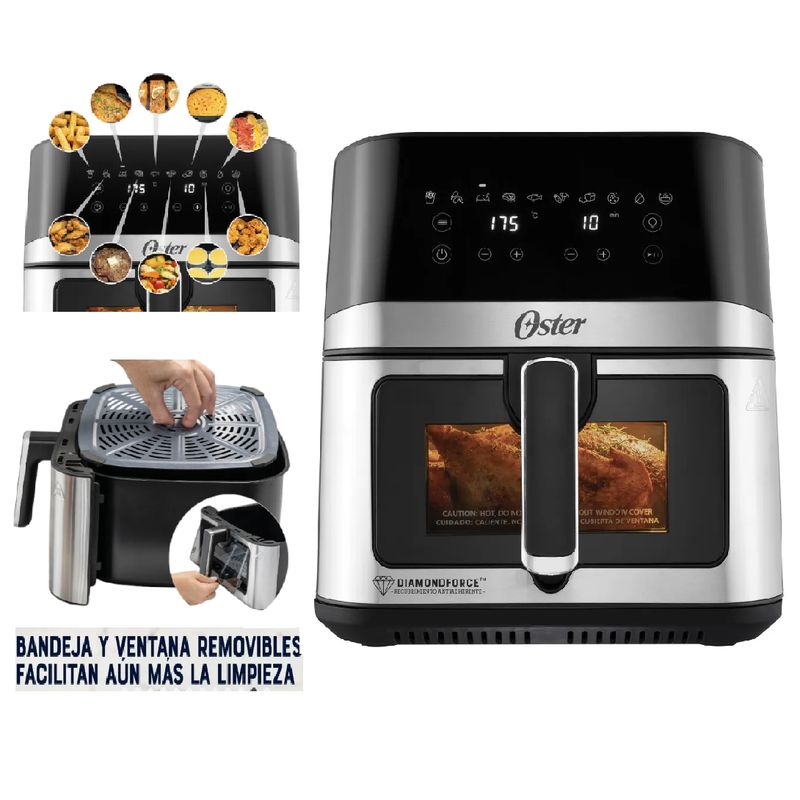 OSTER - Freidora de Aire Digital Oster CKSTAF75WDSSDF 75Lts con Ventana y luz