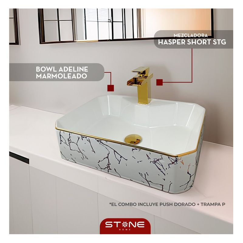 STONE - HASPER SHORT STG + ADELINE MARMOLEADO + PUSH DORADO + TRAMPA P STONE