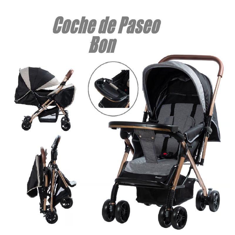 EBABY - Coche de Paseo Bon Reclinable -Gris
