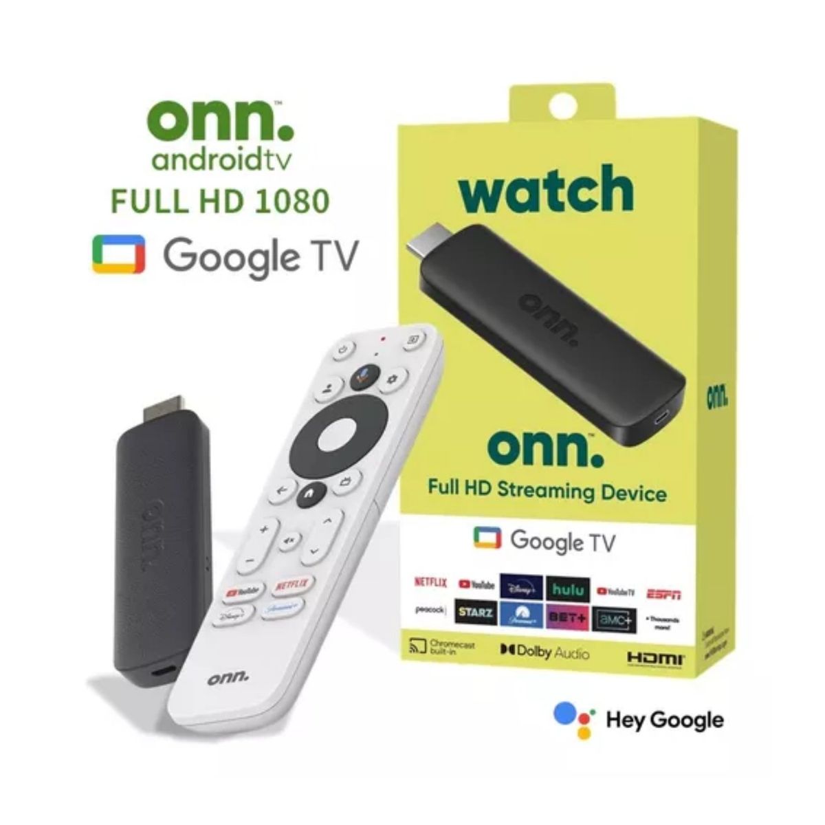 ONN - Onn Google Tv Full Hd Streaming Con Control Remoto De Voz