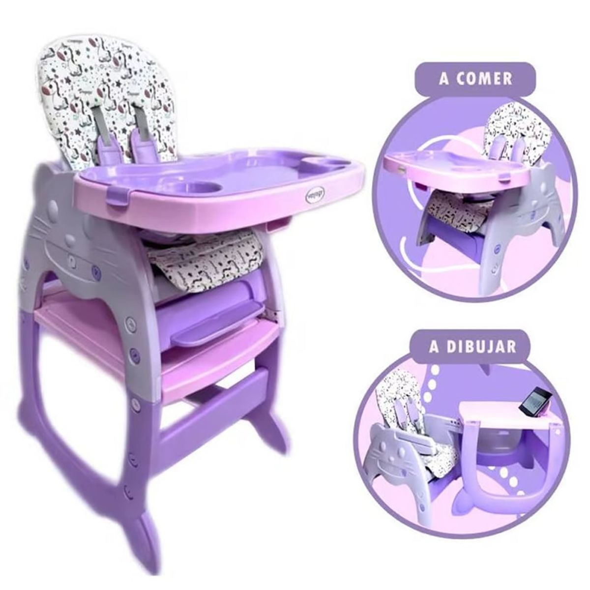 VOYAGE - Silla de Comer Gato  Carpeta 3 en 1 Morado