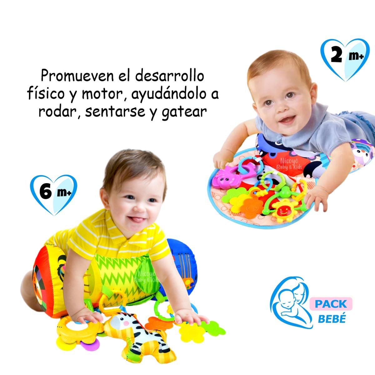 MEYING - Pack Niño - Cojín y Rodillo para la Estimulación Tummy Time