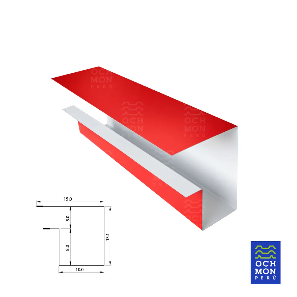 OCHMON PERU - Canaleta Rojo Tipo Friso Material Aluzinc 030mm D40 x 300cm de largo