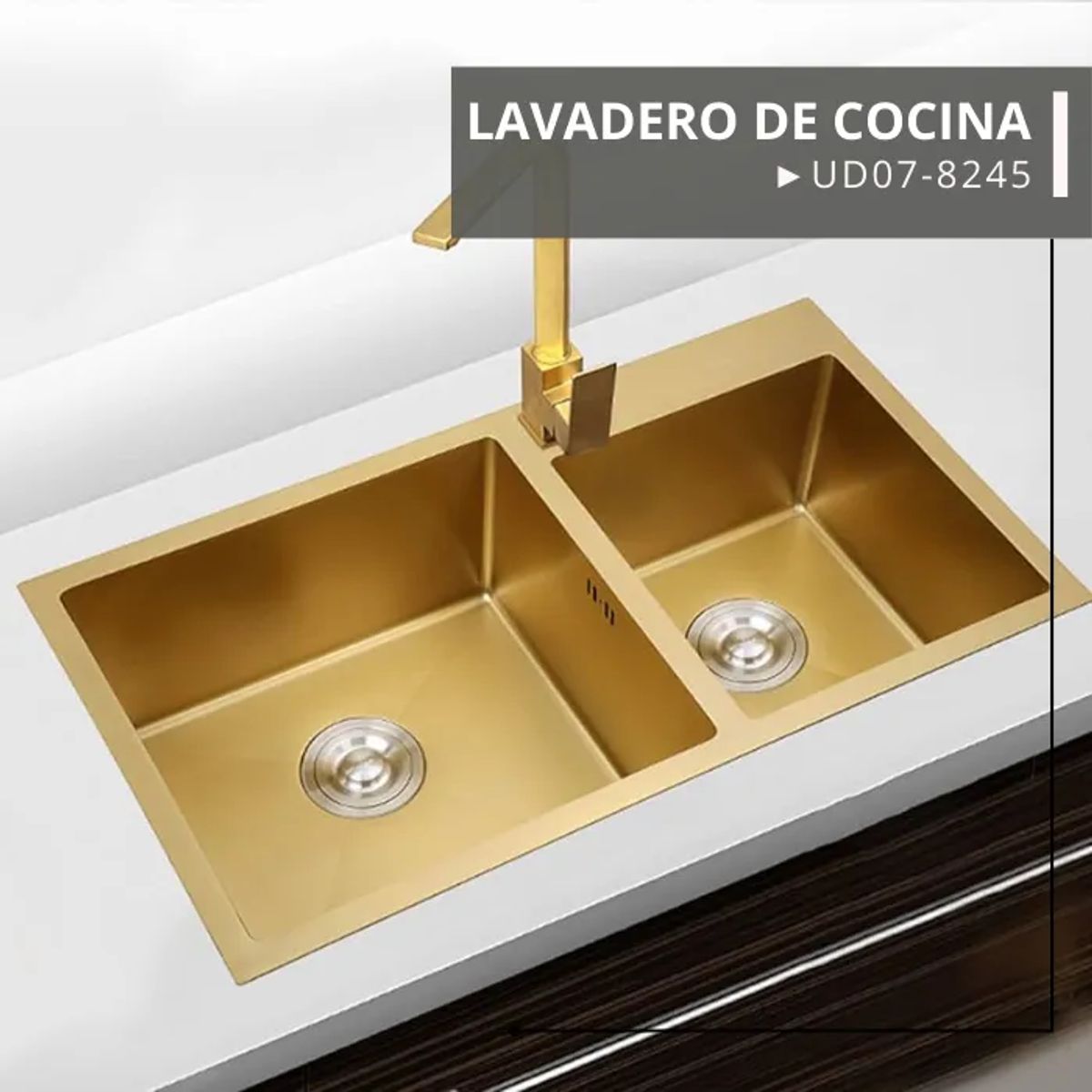 XM - LAVADERO DE COCINA  DORADO 2POZAS UD07-8245