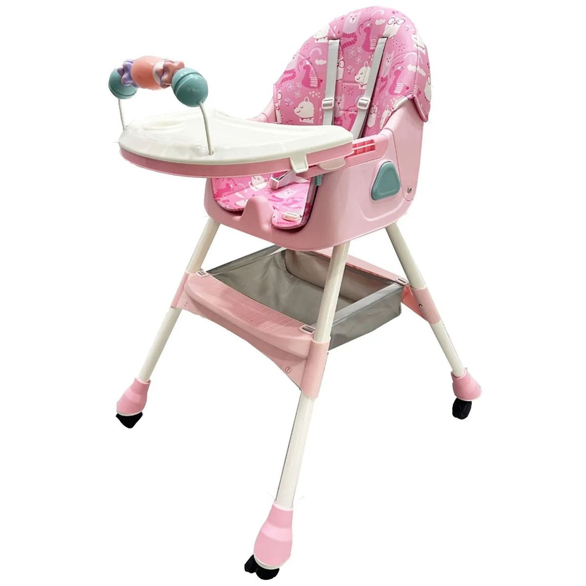 EBABY - Silla de Comer Ebaby Plegable Doble Bandeja LULU Rosado