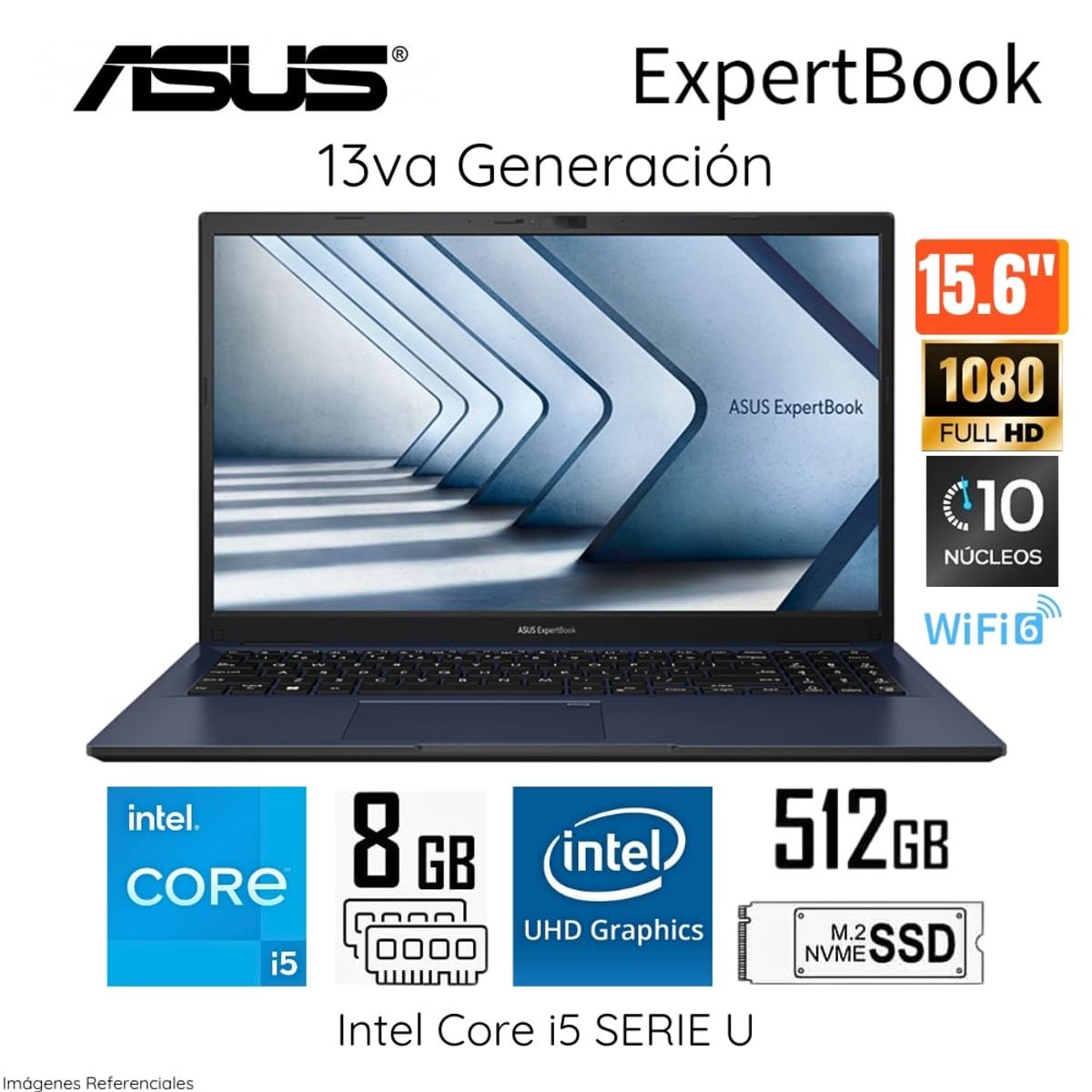 ASUS - Laptop Asus ExpertbooK Intel Core i5 1335U 8GB RAM 512GB SSD 15.6 FHD B1502CVA-NJ0691
