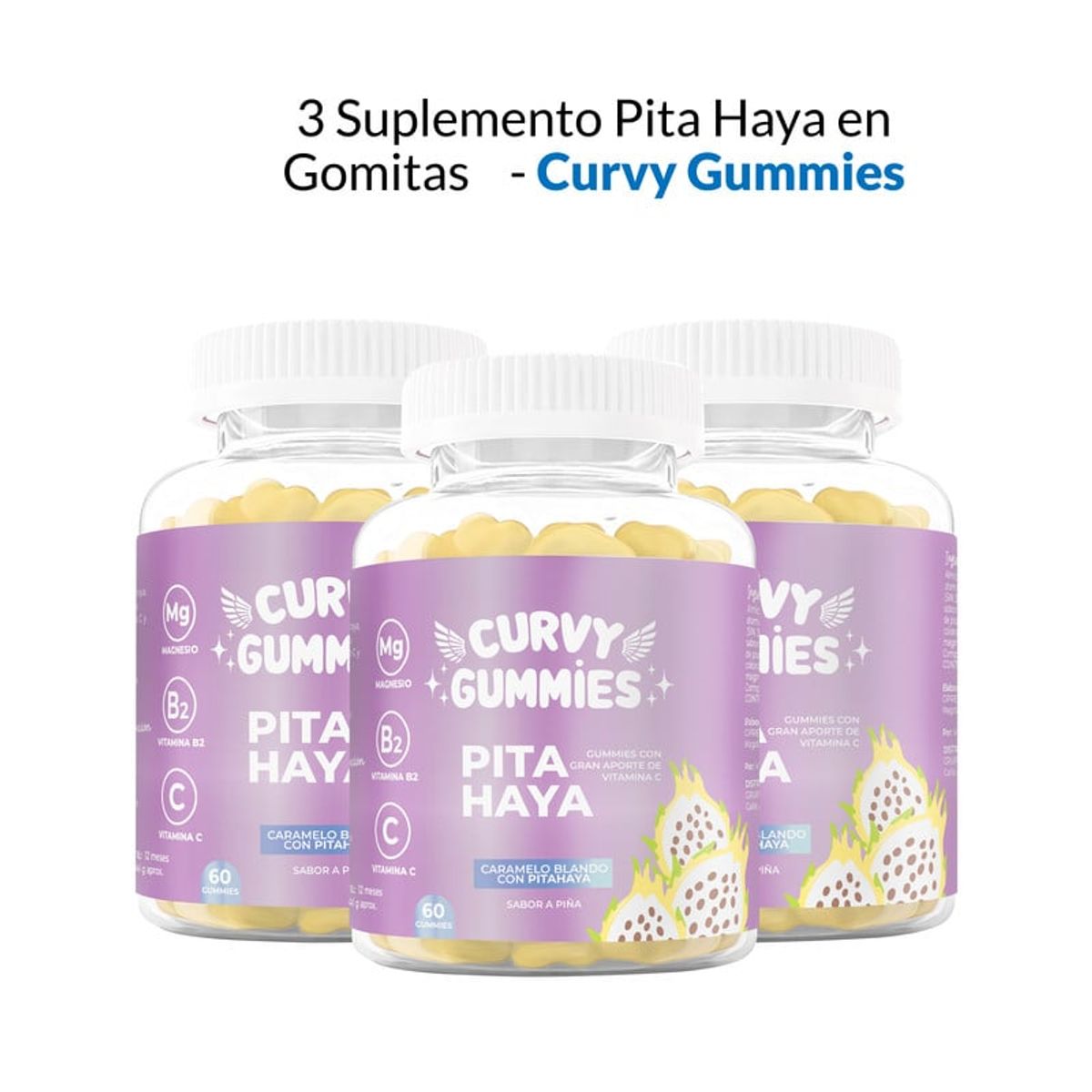 GENERICO - 3 Curvy Pitahaya en Gomitas 60 Gomitas  cu