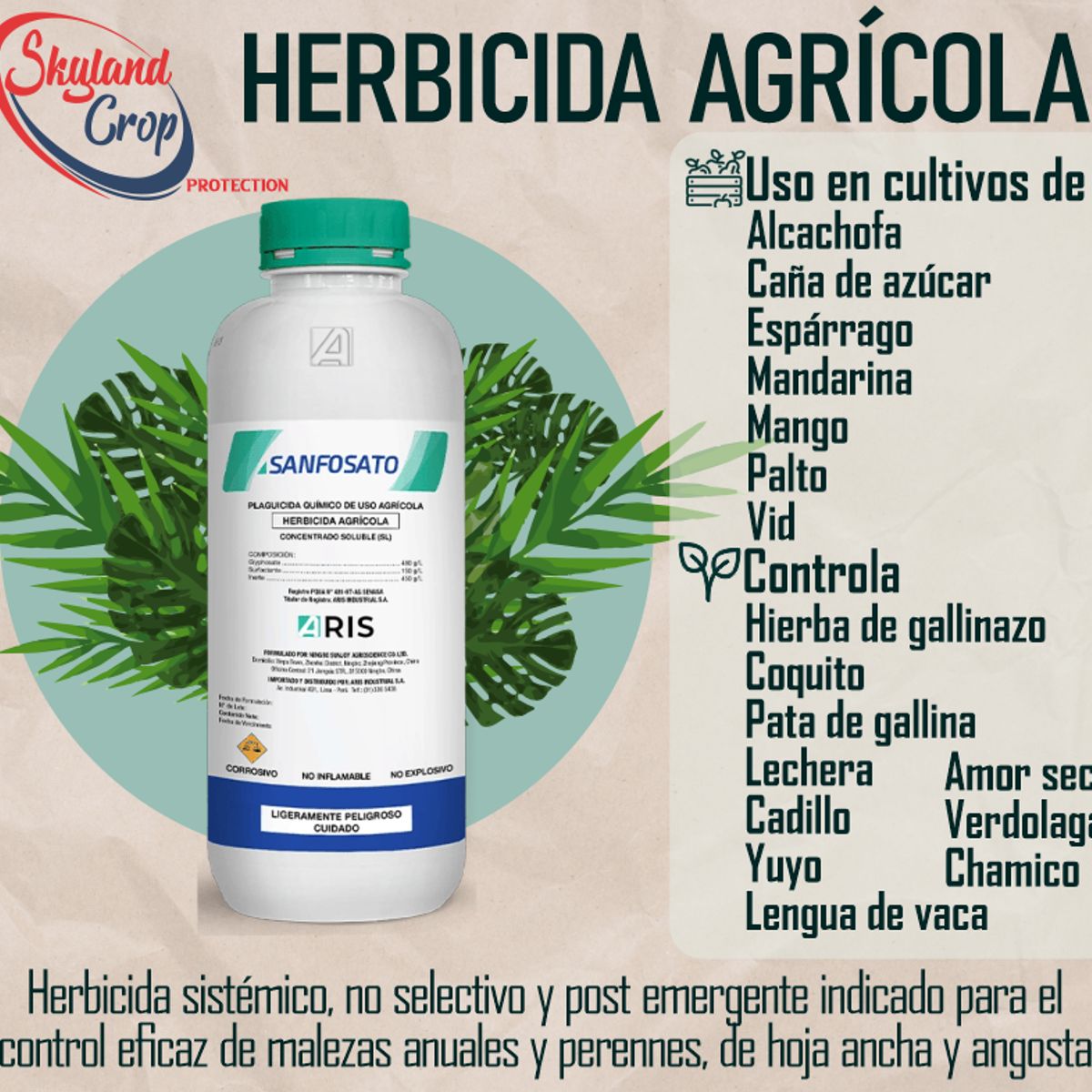 GENERICO - SANFOSATO 480g 1L HERBICIDA AGRÍCOLA