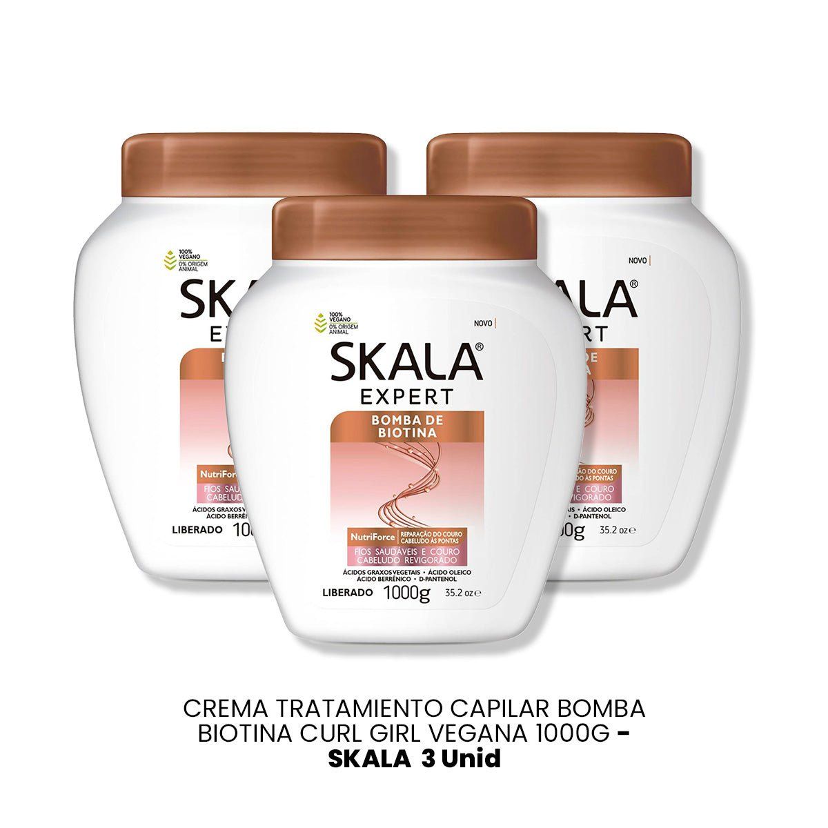 SKALA - CREMA DE TRATAMIENTO CAPILAR BOMBA BIOTINA CURL GIRL VEGANA 1000G - SKALA 3 UNID