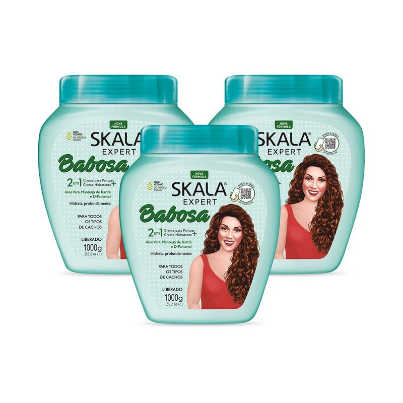 SKALA - MÁSCARA  TRATAMIENTO 2 EN 1 SKALA EXPERT BABOSA ALOE VERA 1000G 3 UNID