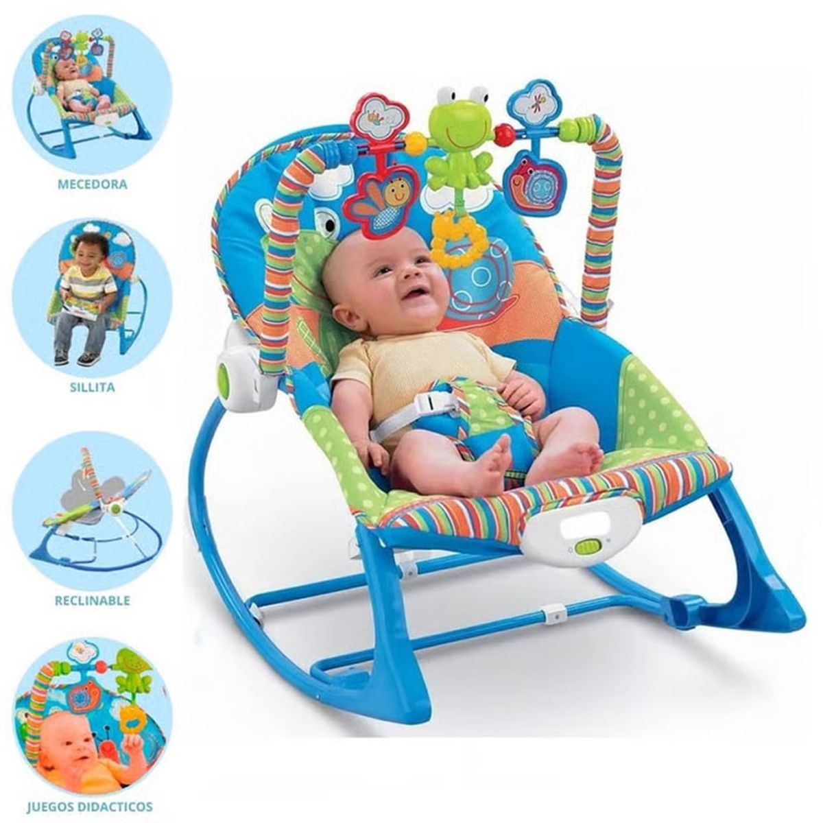 GENERICO - Silla mecedora con Vibrador Musical y Toys Niño Rana