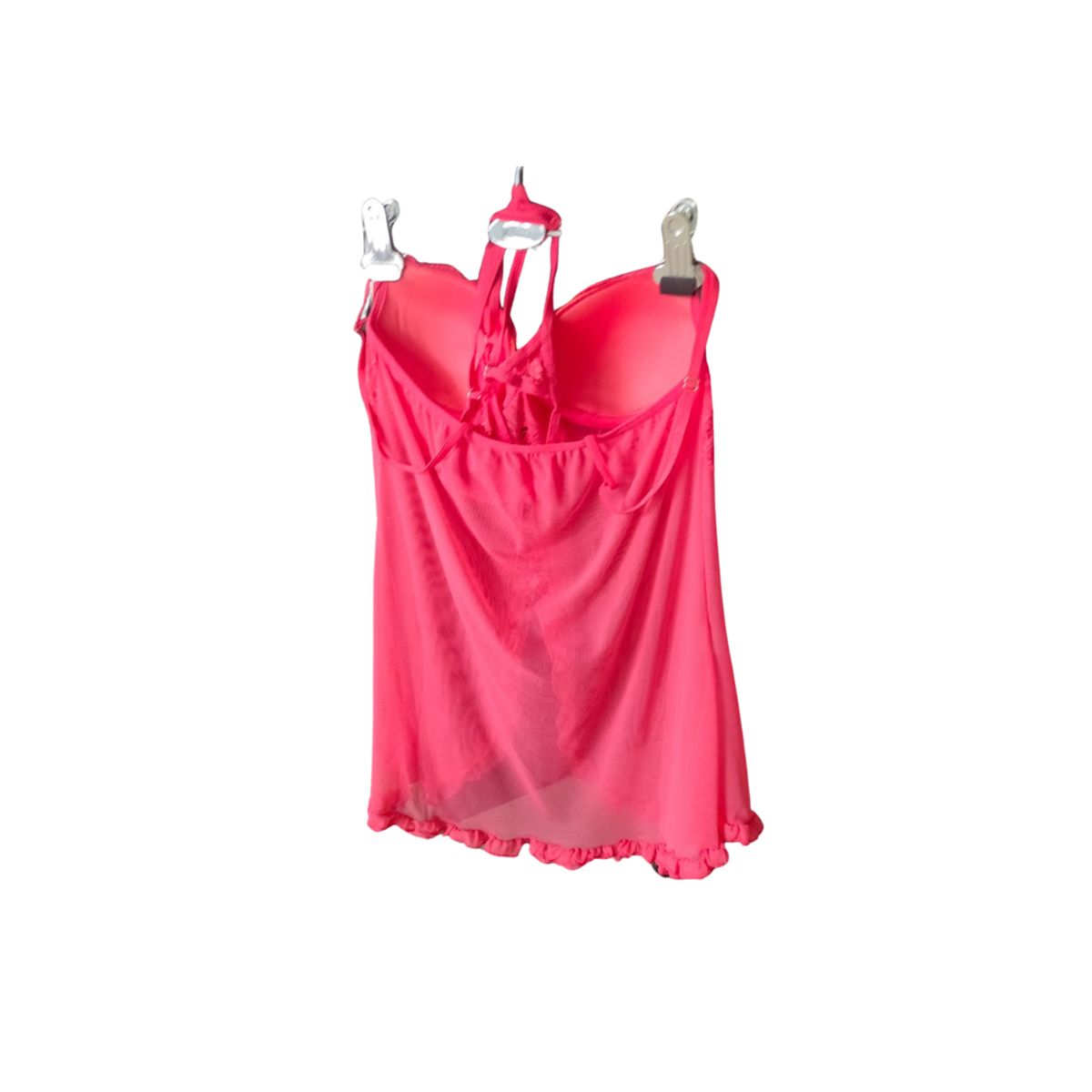 GENERICO - Babydoll Berry con encaje más tanga regulable