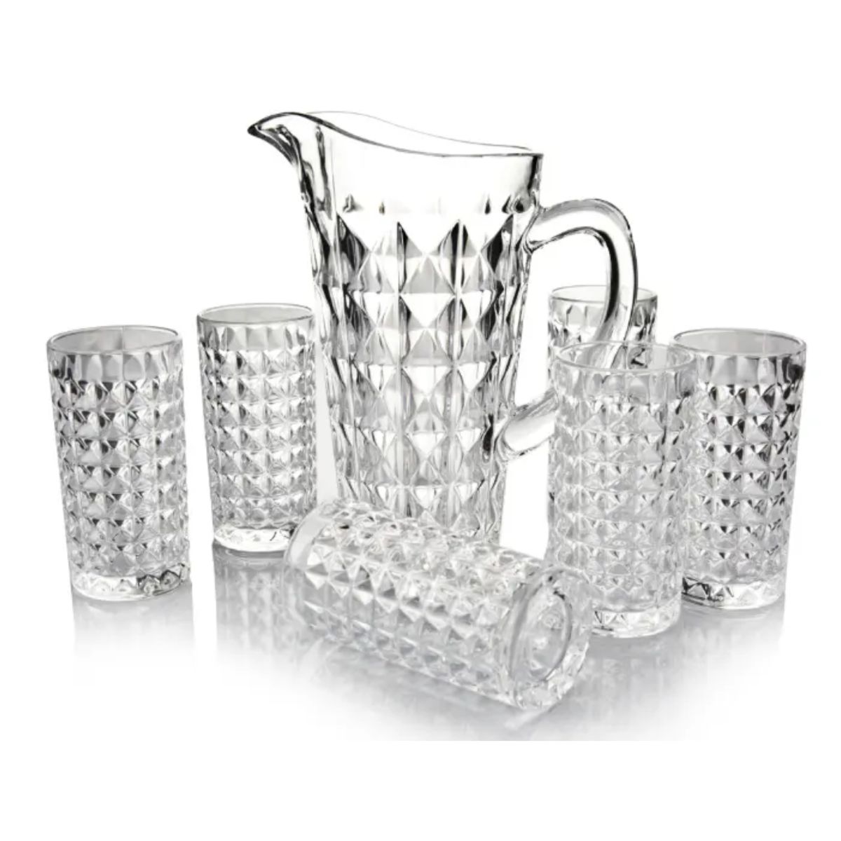 INSPIRA MARKET - Jarra diamante para bebidas agua con vasos SET