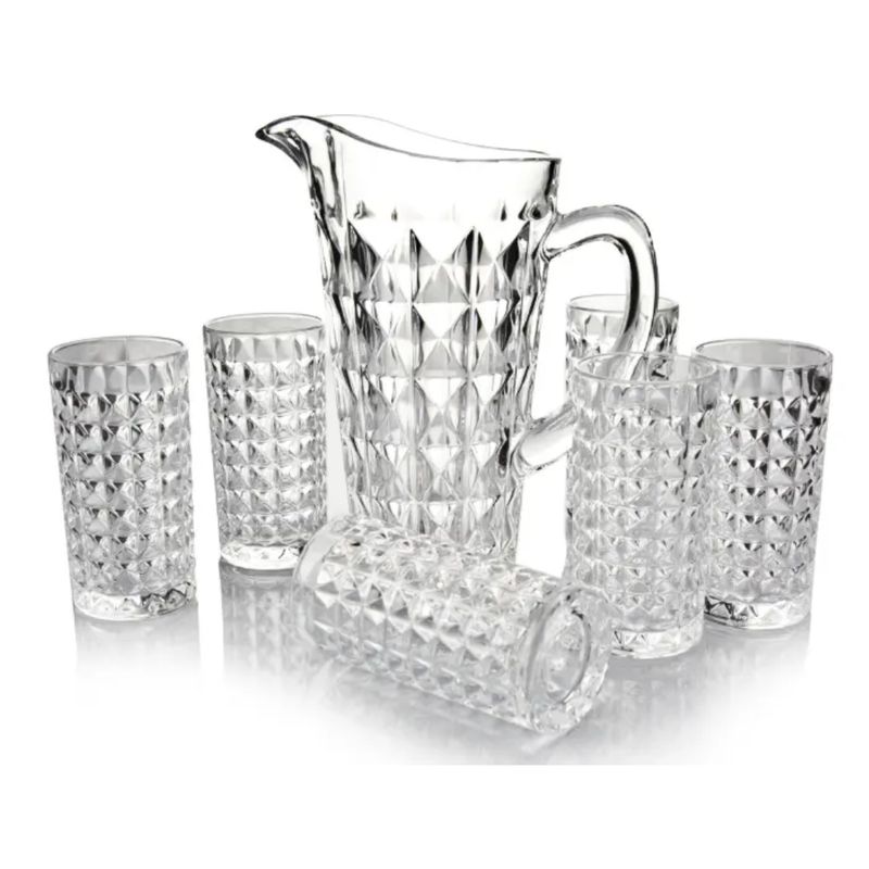INSPIRA MARKET - Jarra diamante para bebidas agua con vasos SET