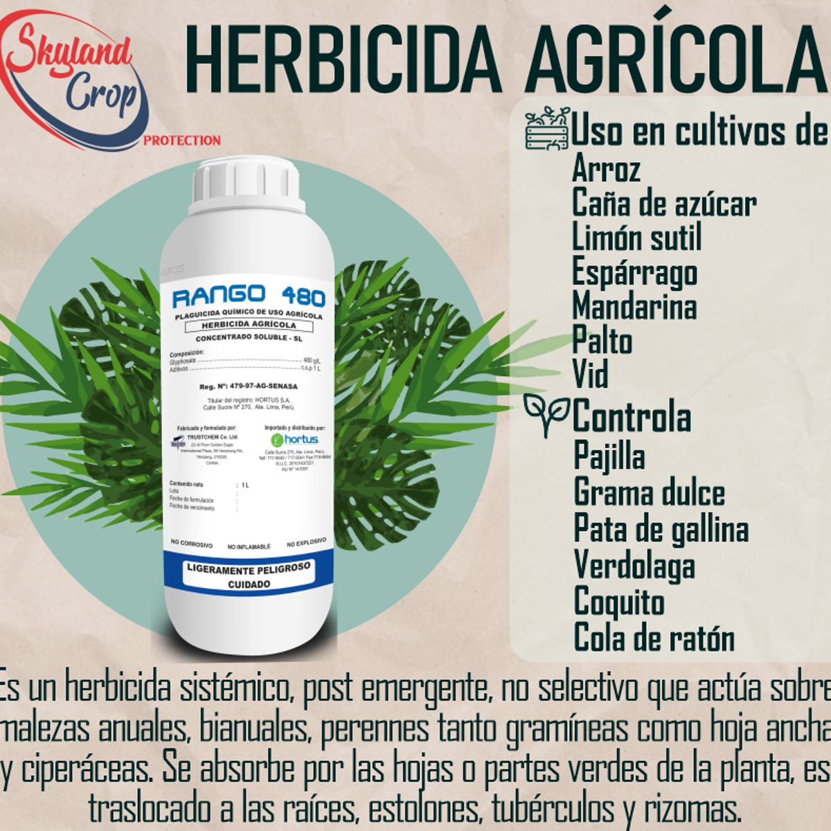 GENERICO - RANGO 480g 1L  HERBICIDA AGRÍCOLA