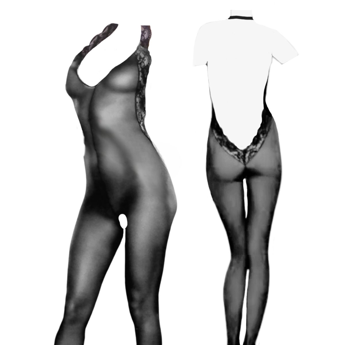 GENERICO - Bodystocking malla Lee Enterizo Lenceria media sexy