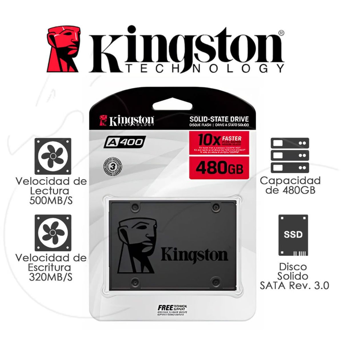 KINGSTON - Kingston Unidad sólido A400 - 2.5 Interno - 480GB