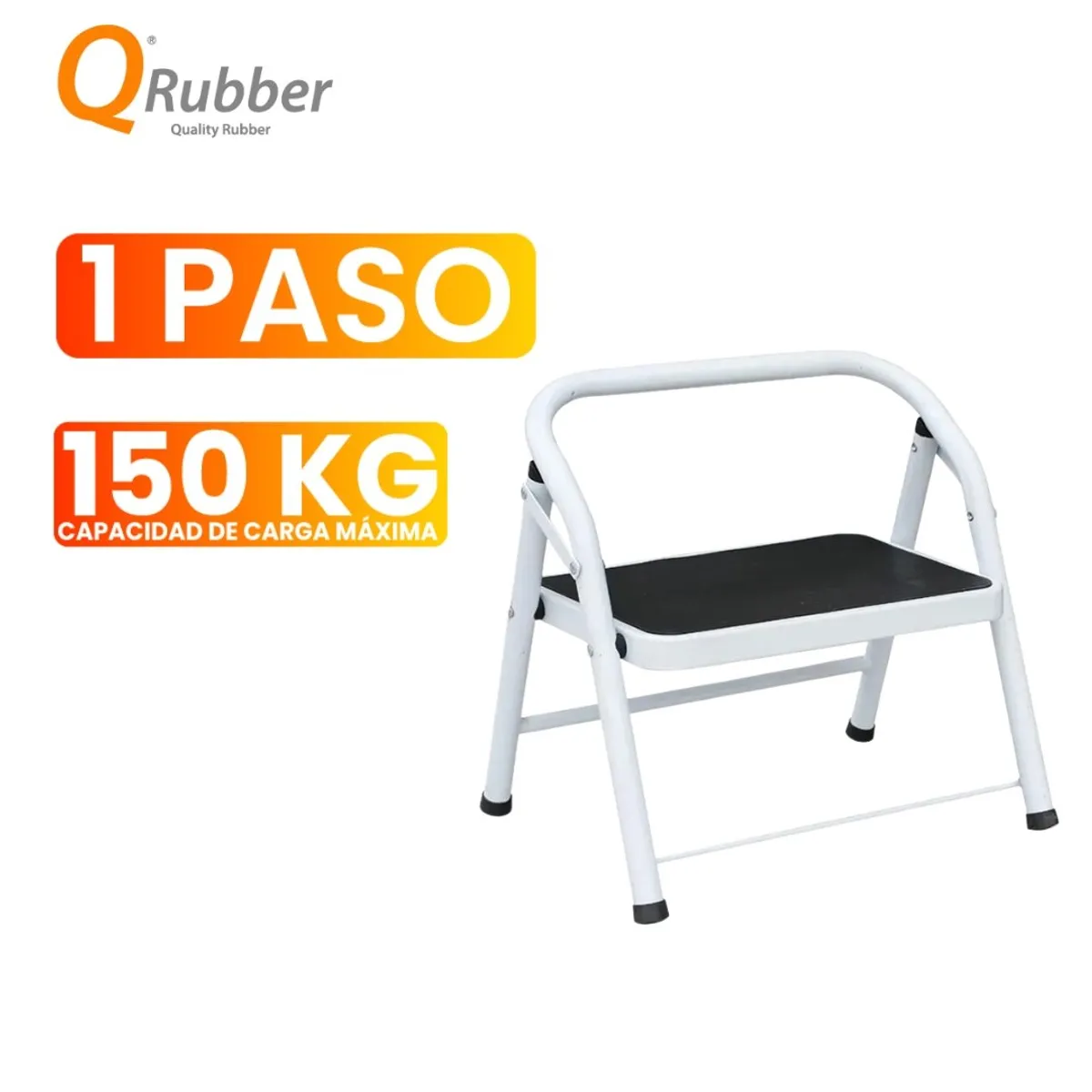 QRUBBER - Escalera plegable de acero 1 peldaño - QRubber