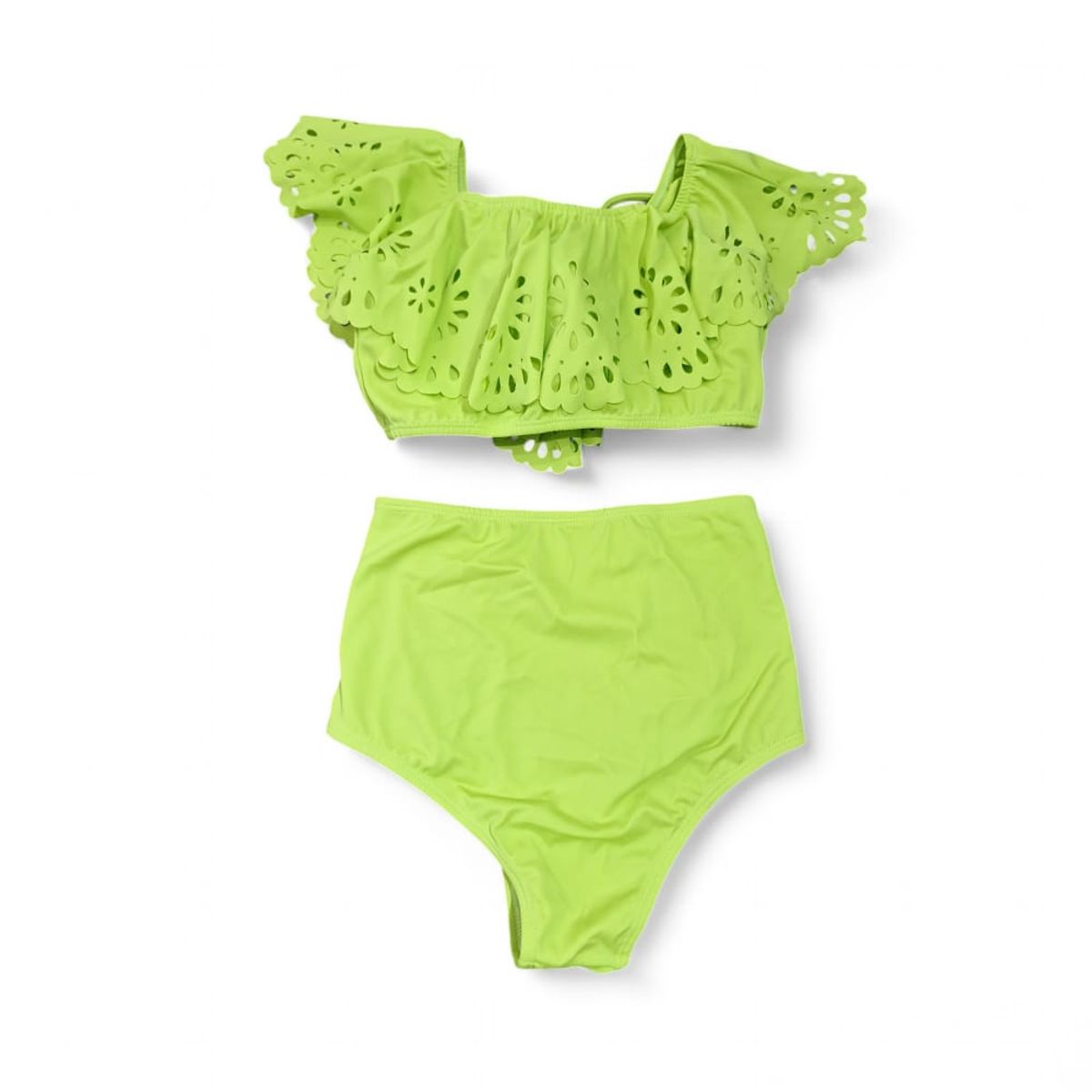 GENERICO - Bikini Rumbera Troquelado Calzon Alto Talla S Color Verde