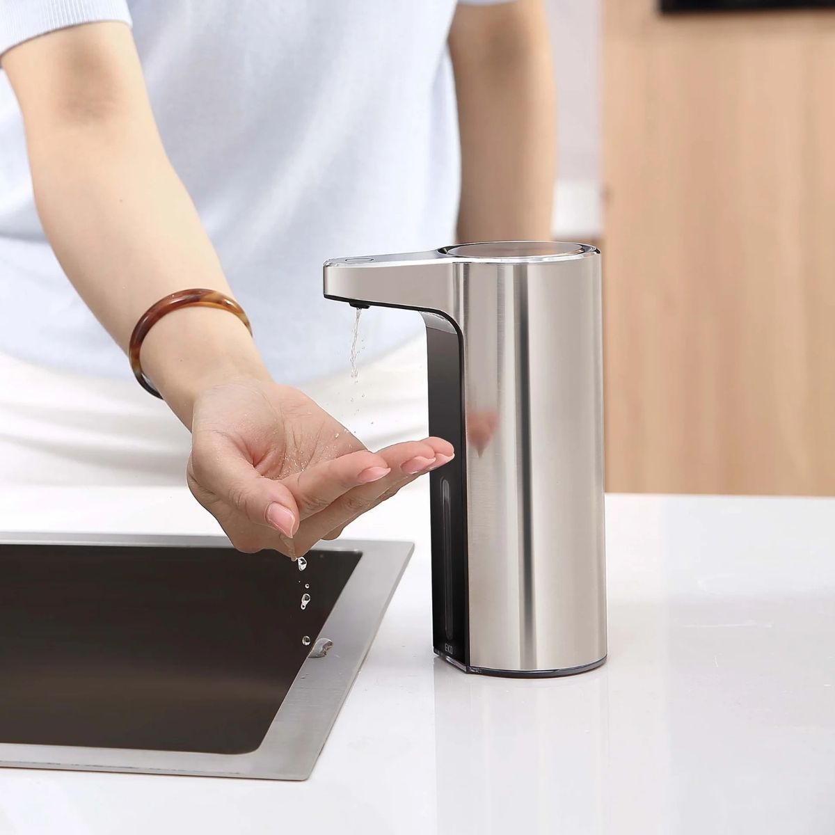 EKO - Dispensador jabón líquido sensor USB Aroma Smart 265ml plata