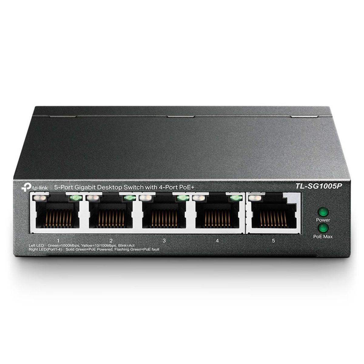 TP LINK - TP-LINK TL-SG1005P Switch PoE 4 Puertos Gigabit 1Uplink 65W