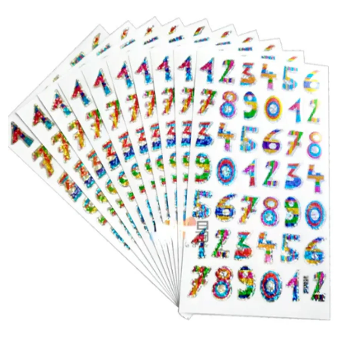 GENERICO - Pack x 10  láminas de Stickers Números