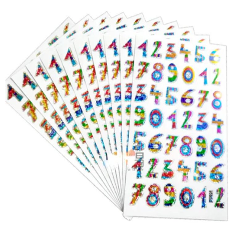 GENERICO - Pack x 10  láminas de Stickers Números