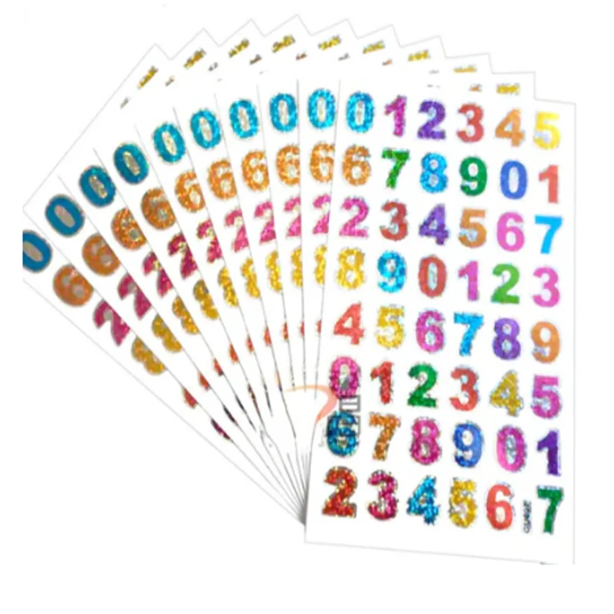 GENERICO - Pack x 10  láminas de Stickers Números