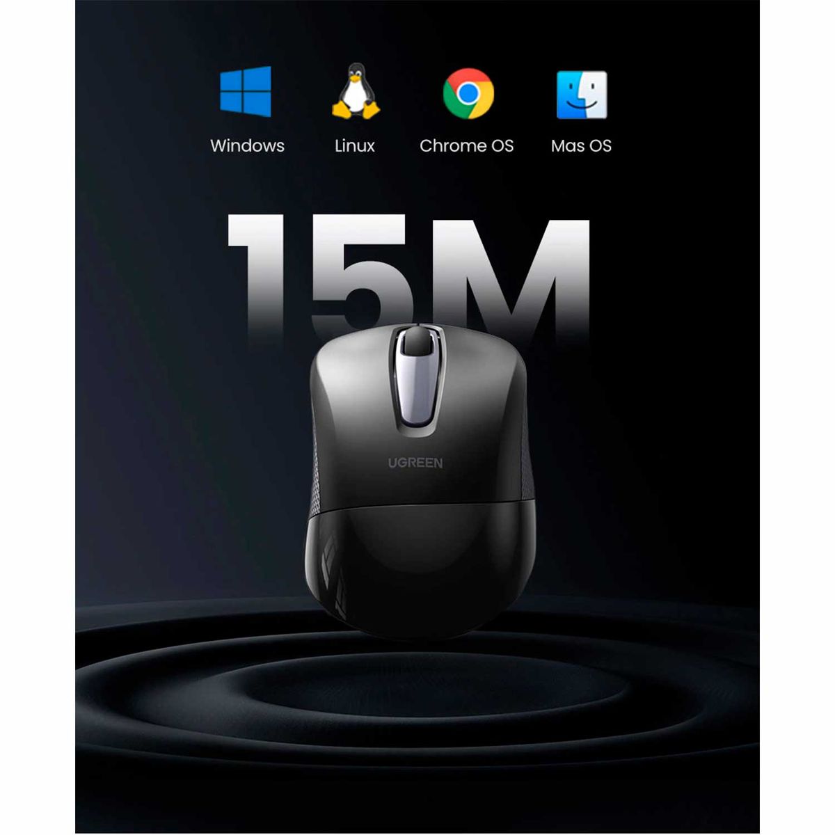 UGREEN - Mouse Ugreen Inalambrico Ergonomico 2.4 G 2400 Dpi Negro MU003 -90371