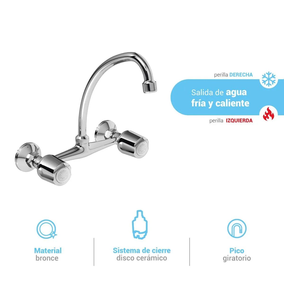 ITALGRIF - Mezcladora tipo Ganso para Cocina en Bronce Cromado