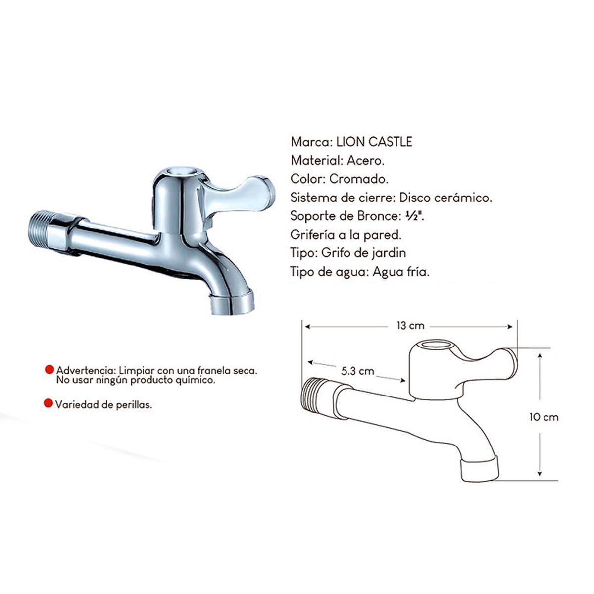 IMPORTADO MC - Grifería para Jardín Agua fría  Acero Cromado