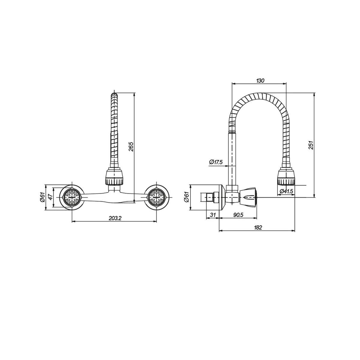 ITALGRIF - Mezcladora tipo Ganso para Cocina en Bronce Cromado