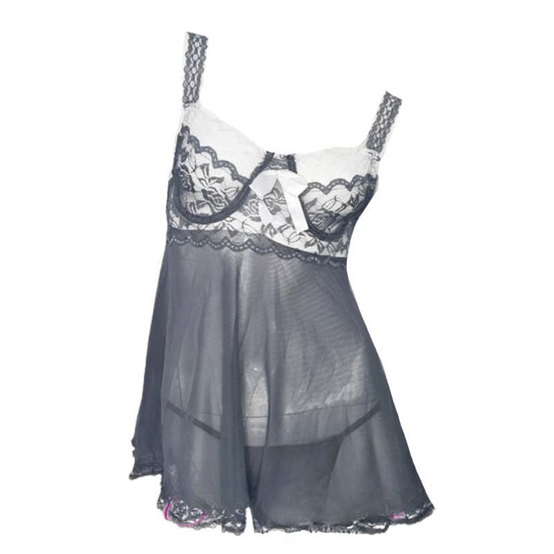 GENERICO - Babydoll Anaís con encaje más tanga regulable