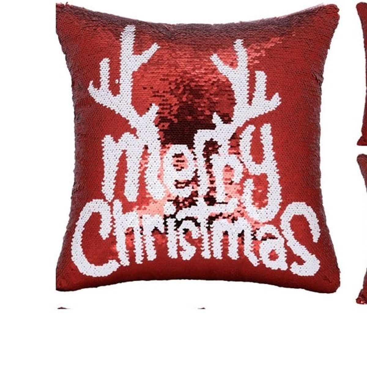 GENERICO - cojines reversible lentejuelas copo de nieve decoración del hogar