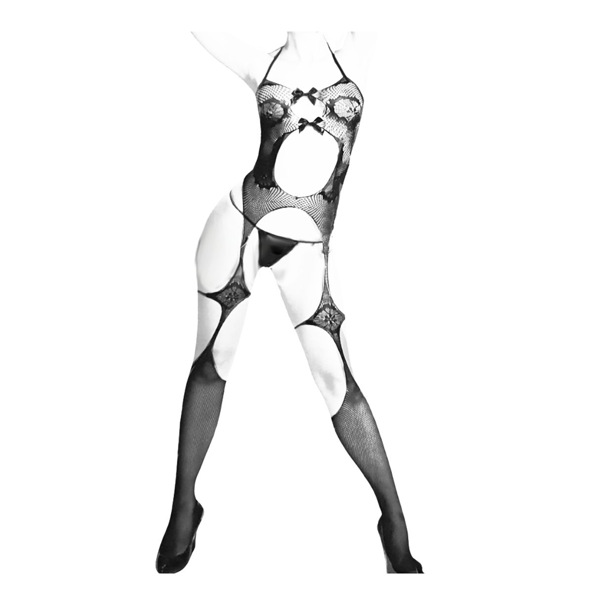 GENERICO - Bodystocking St40 malla Enterizo más tanga hilo Lencería media sexy