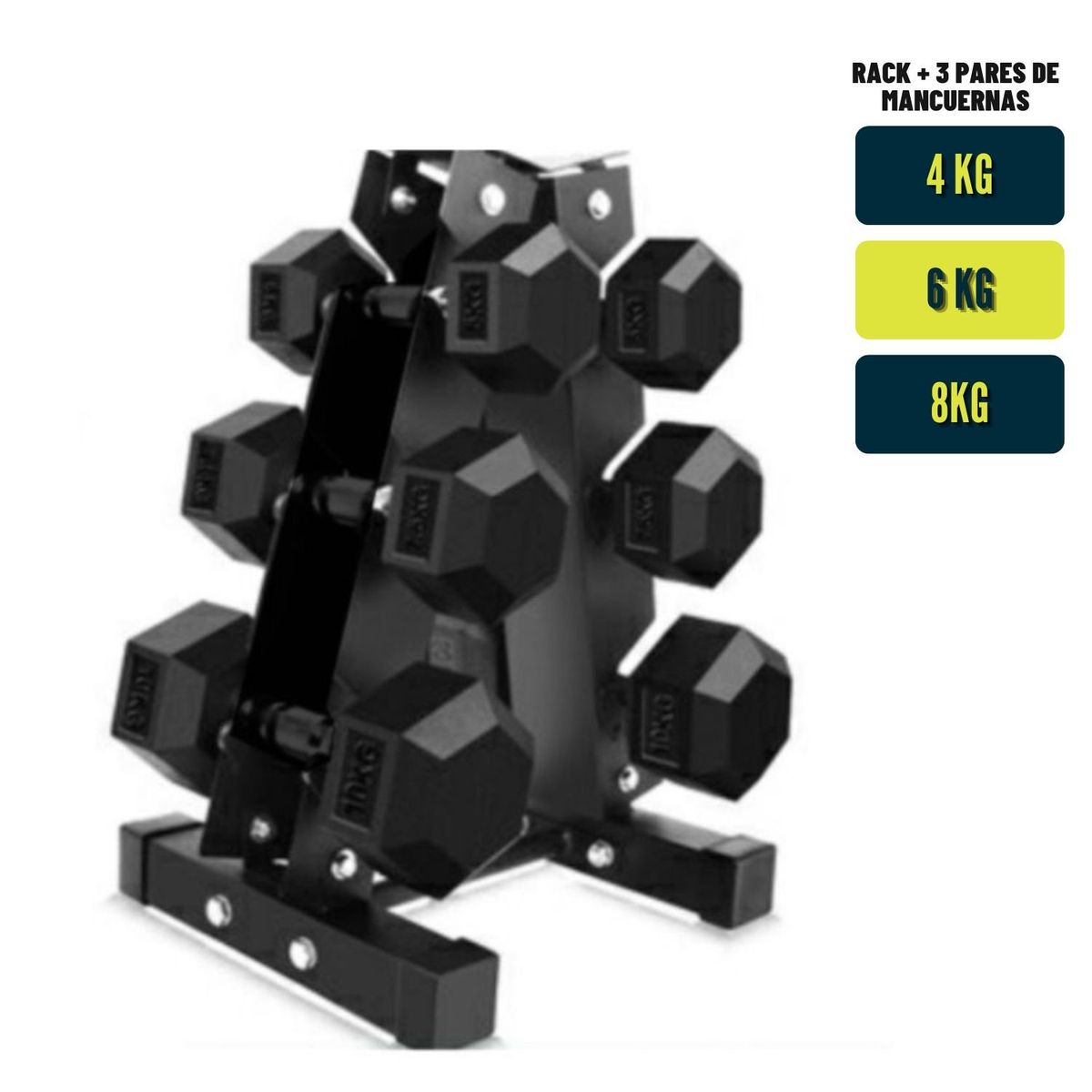 XTREME SPORT - Combo Set de Mancuernas Hexagonales  + Soporte Rack