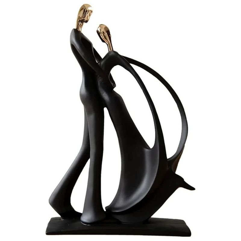 GENERICO - Adorno figura decorativa pareja bailando color negro y dorado