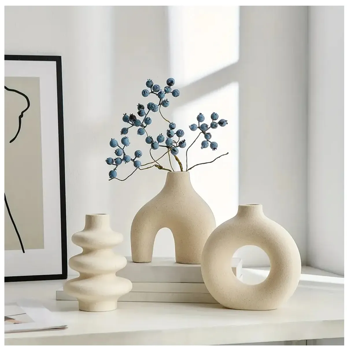 GENERICO - Adorno juego de jarrones de ceramica 3 piezas