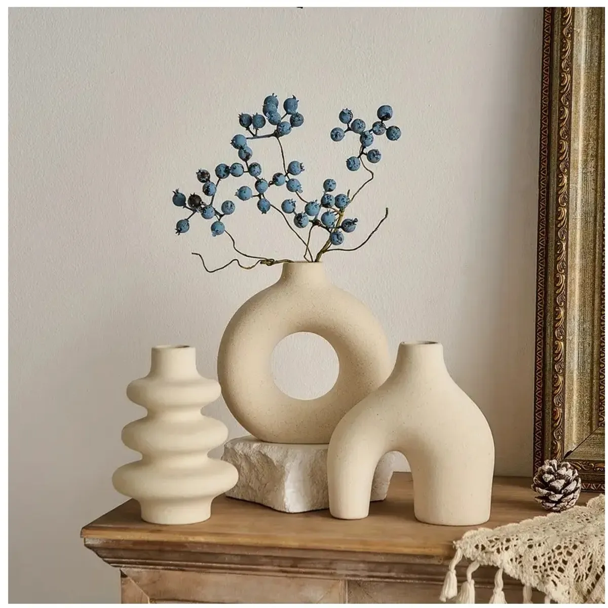 GENERICO - Adorno juego de jarrones de ceramica 3 piezas