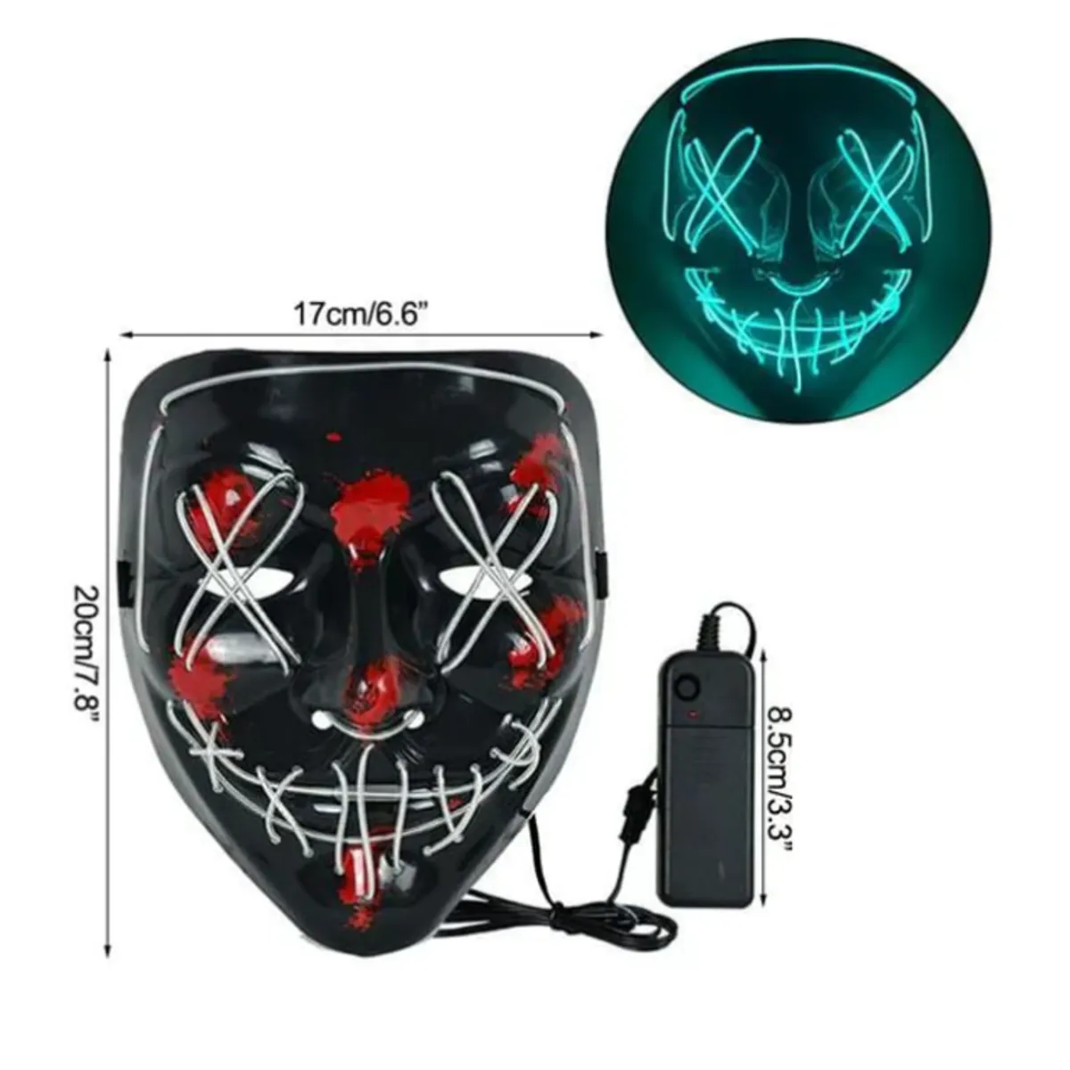 GENERICO - Máscara de purga de Halloween máscara de luz LED