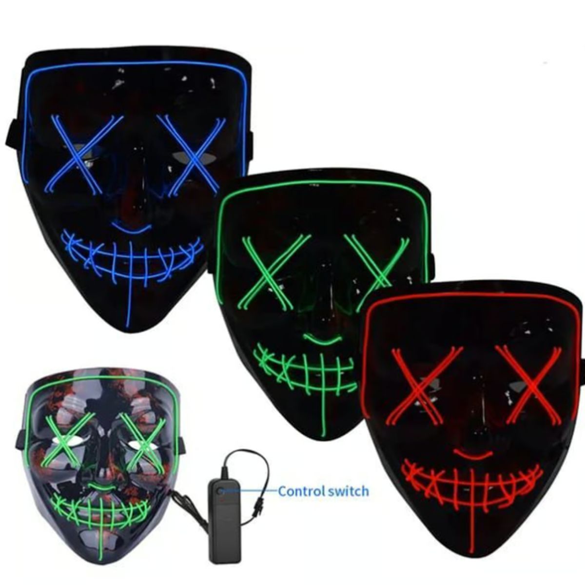 GENERICO - Máscara de purga de Halloween máscara de luz LED