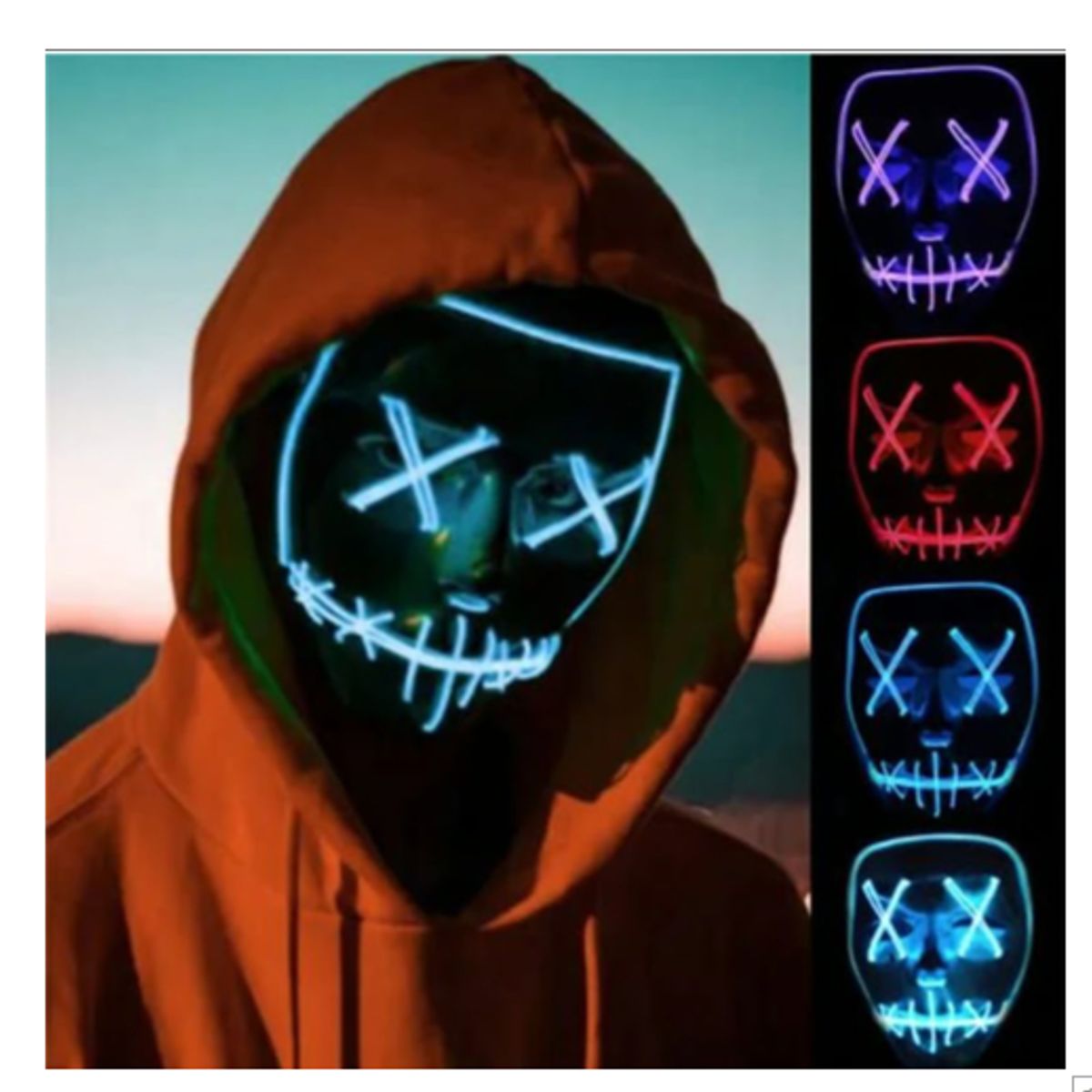 GENERICO - Máscara de purga de Halloween máscara de luz LED