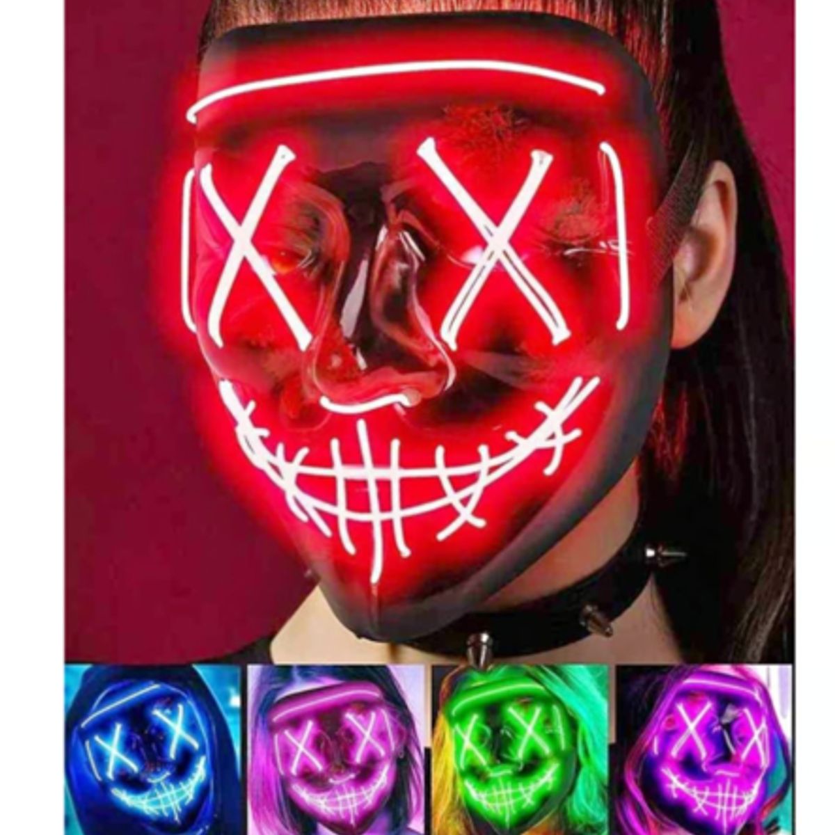 GENERICO - Máscara de purga de Halloween máscara de luz LED