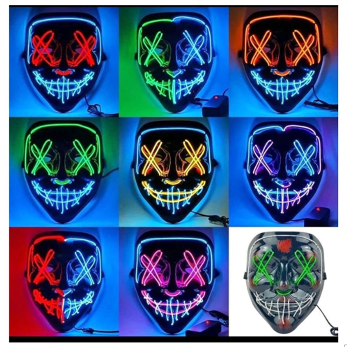 GENERICO - Máscara de purga de Halloween máscara de luz LED