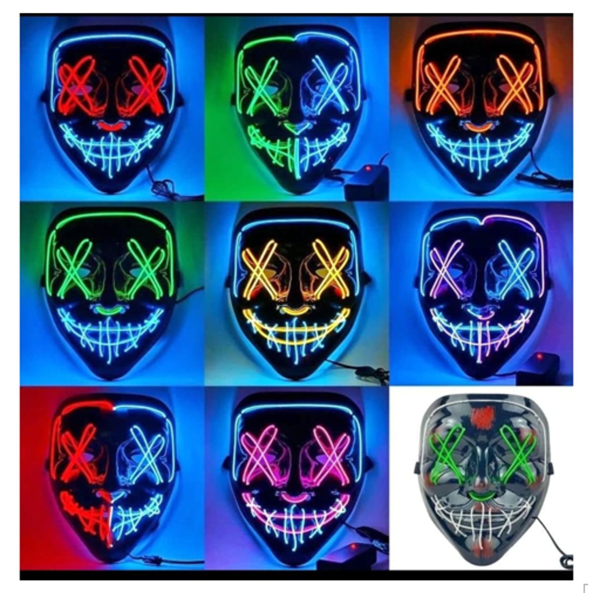 GENERICO - Máscara de purga de Halloween máscara de luz LED