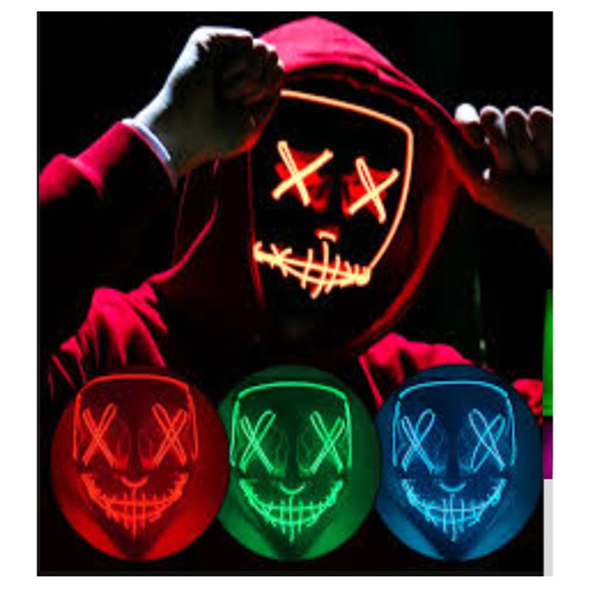 GENERICO - Máscara de purga de Halloween máscara de luz LED