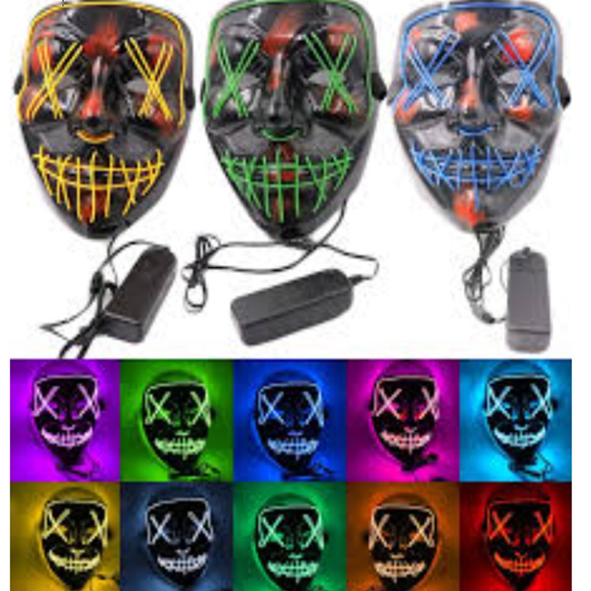 GENERICO - Máscara de purga de Halloween máscara de luz LED