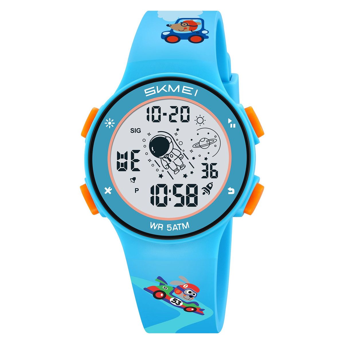 SKMEI - Reloj Skmei 2267 Racing Carro botones naranja con luces_.