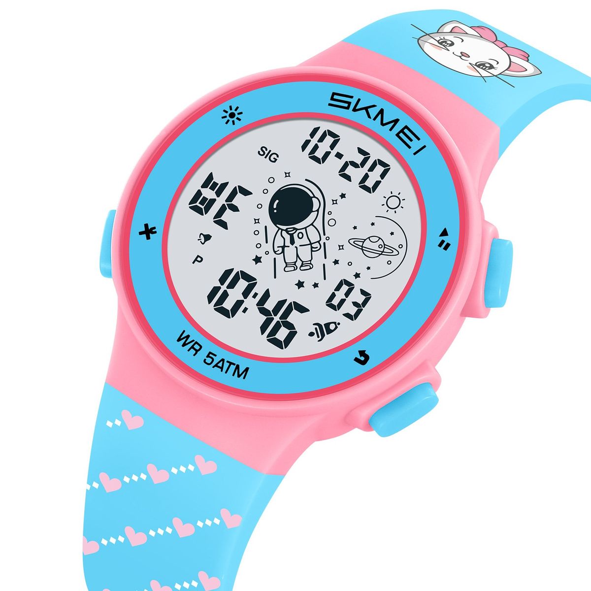 SKMEI - Reloj Skmei 2267 Gato detalles rosados con luces_.